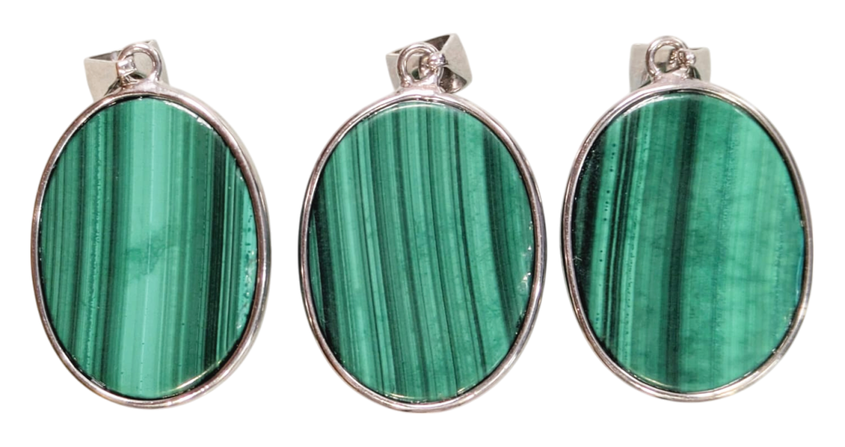 incense at 925 Silver Malachite AAA Pendant 3 pieces 11.76g|gb