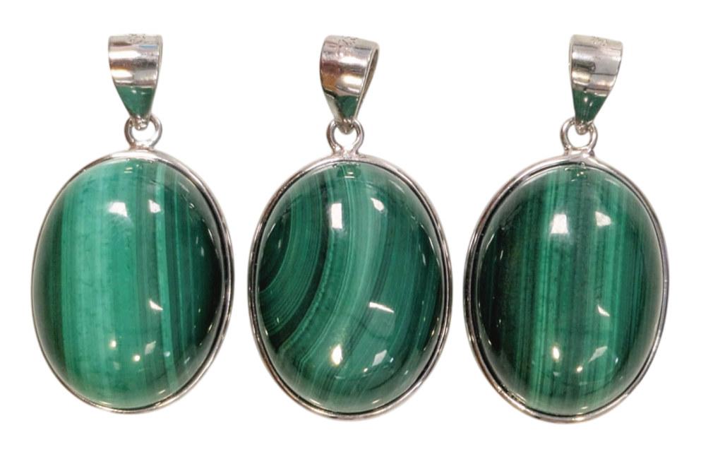 incense at 925 Silver Malachite AAA Pendant 3 pieces 11.72g