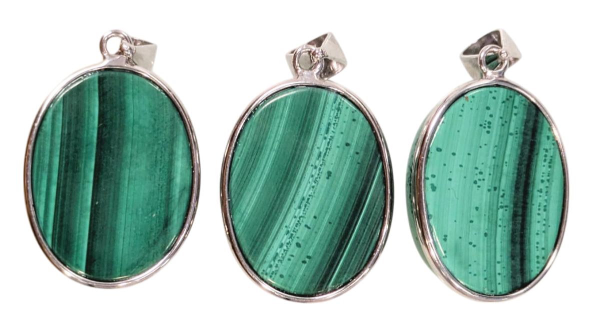 incense at 925 Silver Malachite AAA Pendant 3 pieces 11.79g|gb