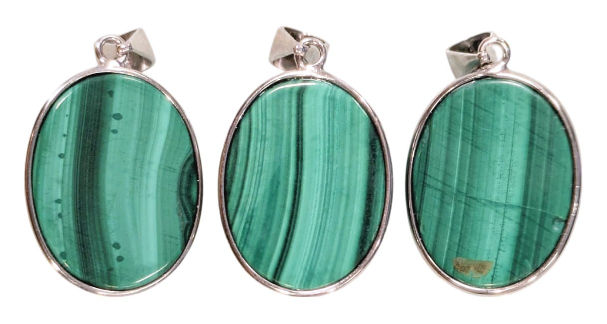 incense at 925 Silver Malachite AAA Pendant 3 pieces 11.79g|gb