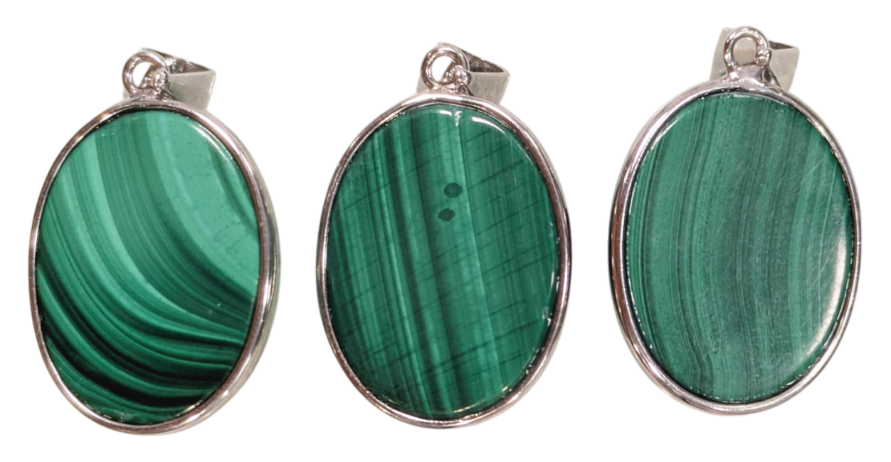 incense at 925 Silver Malachite AAA Pendant 3 pieces 11.61g|gb