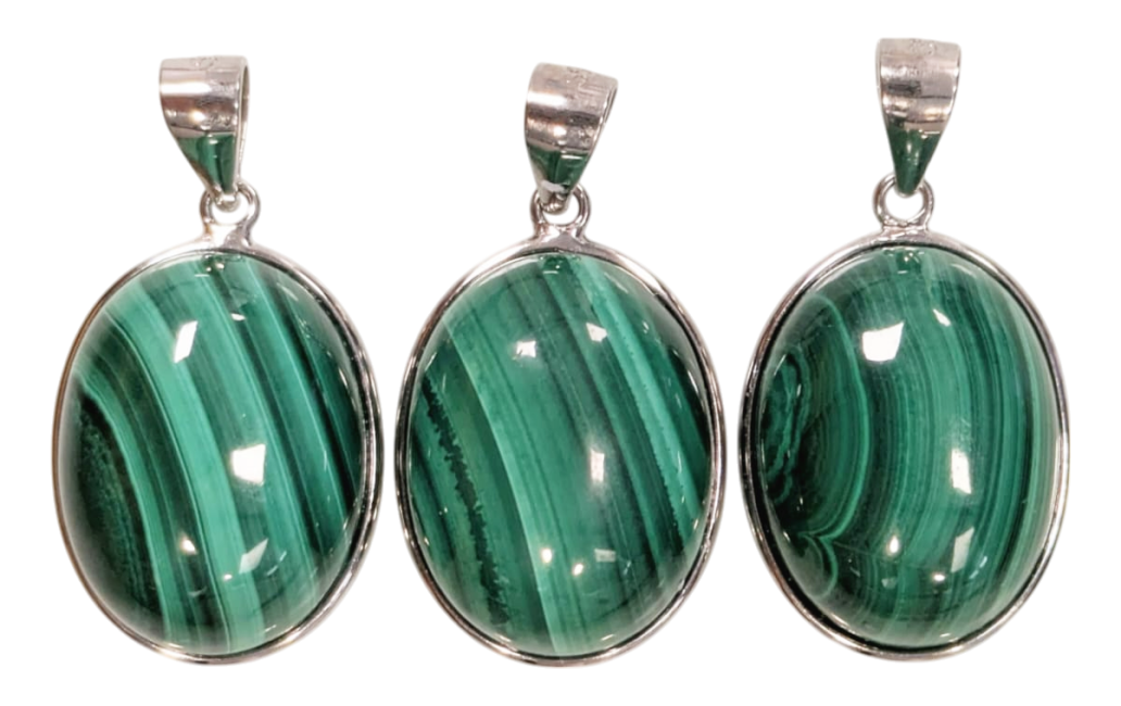 incense at 925 Silver Malachite AAA Pendant 3 pieces 11.8g