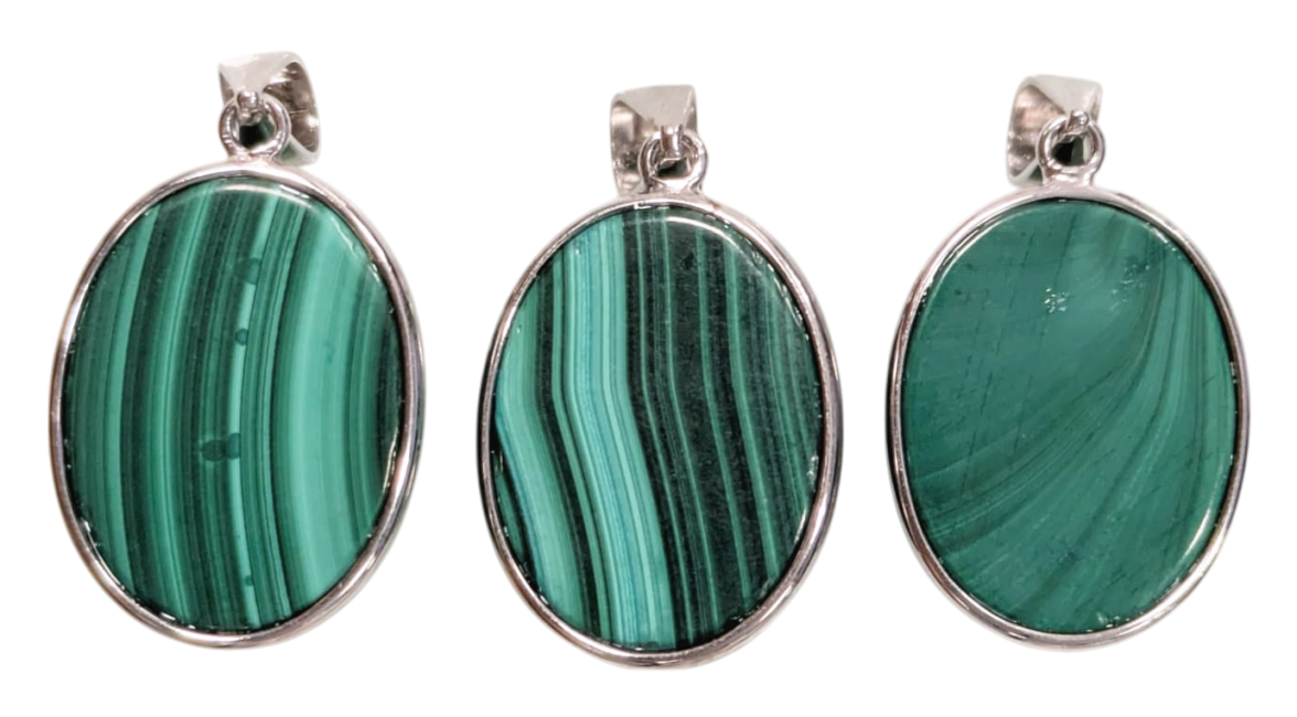 incense at 925 Silver Malachite AAA Pendant 3 pieces 11.78g|gb