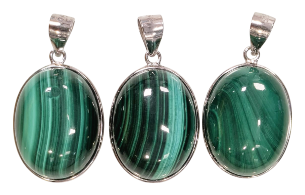 incense at 925 Silver Malachite AAA Pendant 3 pieces 11.78g