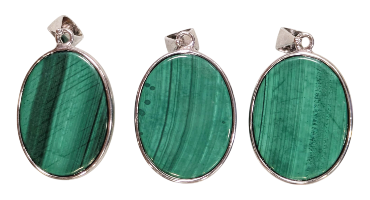 incense at 925 Silver Malachite AAA Pendant 3 pieces 11.52g|gb