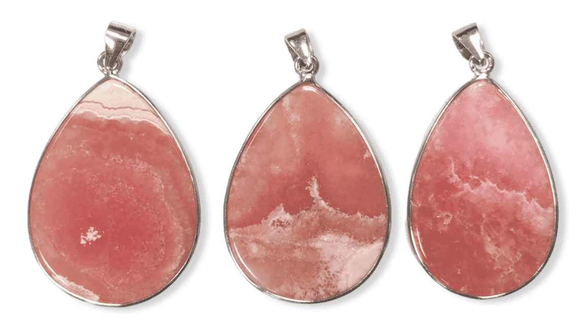 925 Silver Rhodochrosite Argentinian Pendant AA+ 3 pieces 17.79g