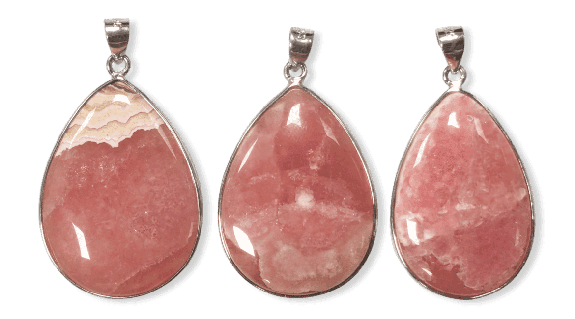 925 Silver Rhodochrosite Argentinian Pendant AA+ 3 pieces 17.79g