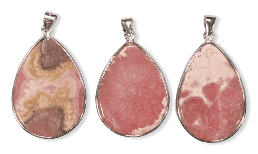 925 Silver Pendant Rhodochrosite Argentina AA+ 3 pieces 18.19g