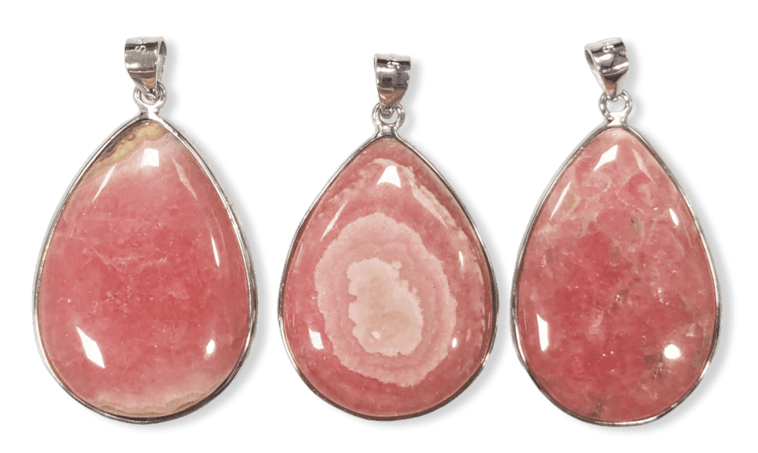 925 Silver Pendant Rhodochrosite Argentina AA+ 3 pieces 18.19g