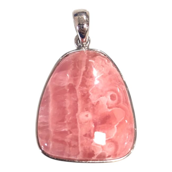925 Sterling Silver Rhodochrosite Pendant, AAA Silver, 1 piece, 3.17g