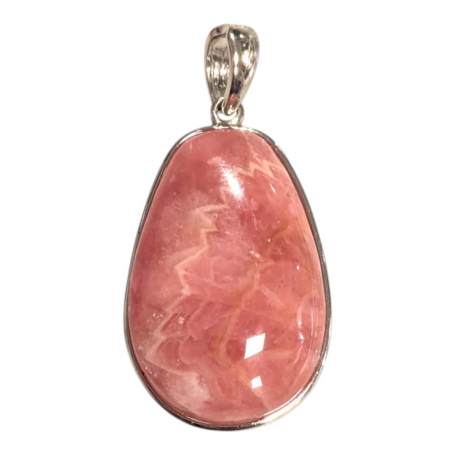 925 Sterling Silver Rhodochrosite Pendant, AAA Silver, 1 piece, 3.76g