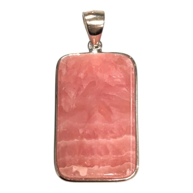925 Sterling Silver Rhodochrosite Pendant, AAA Silver, 1 piece, 4.3g