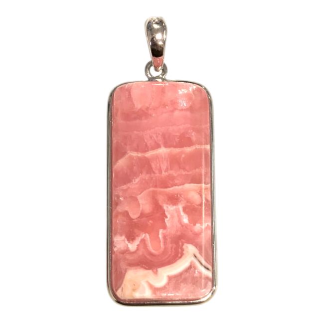 925 Sterling Silver Rhodochrosite Pendant, AAA Silver, 1 piece, 5.24g