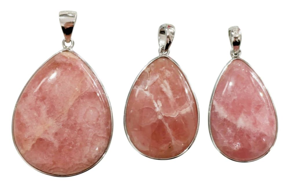 925 Sterling Silver Rhodochrosite Pendant, Argentine AA+, 3 pieces, 13.56g