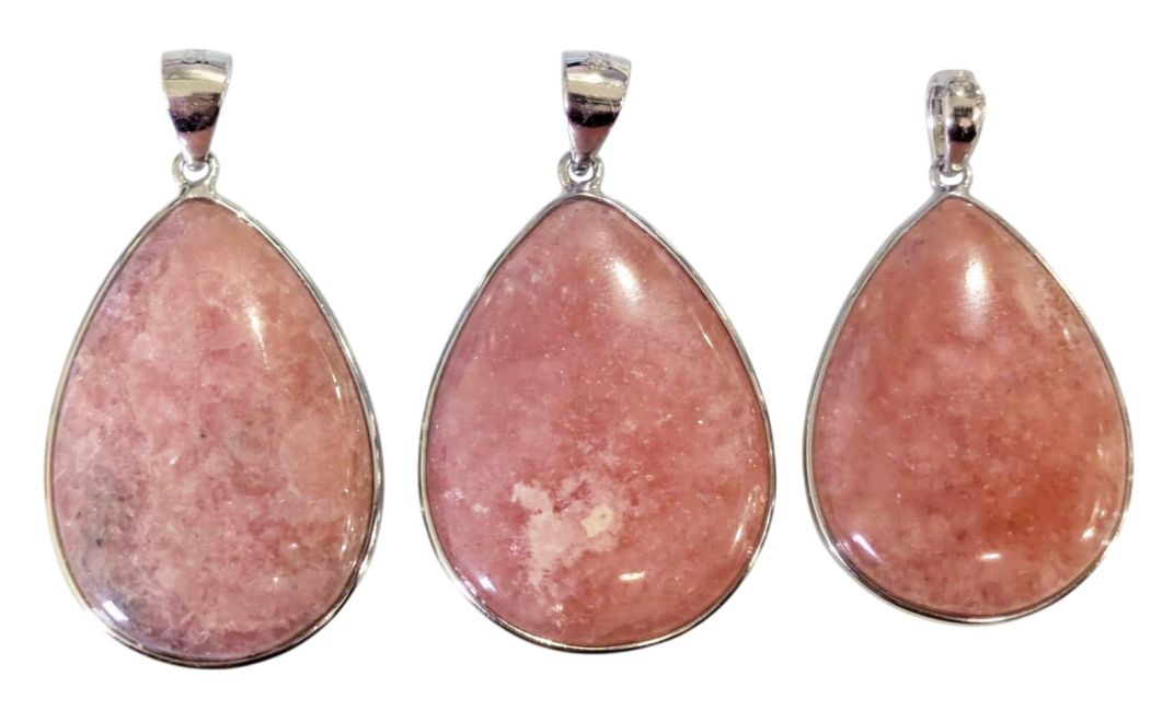 925 Sterling Silver Rhodochrosite Pendant, Argentine AA+, 3 pieces, 14.28g