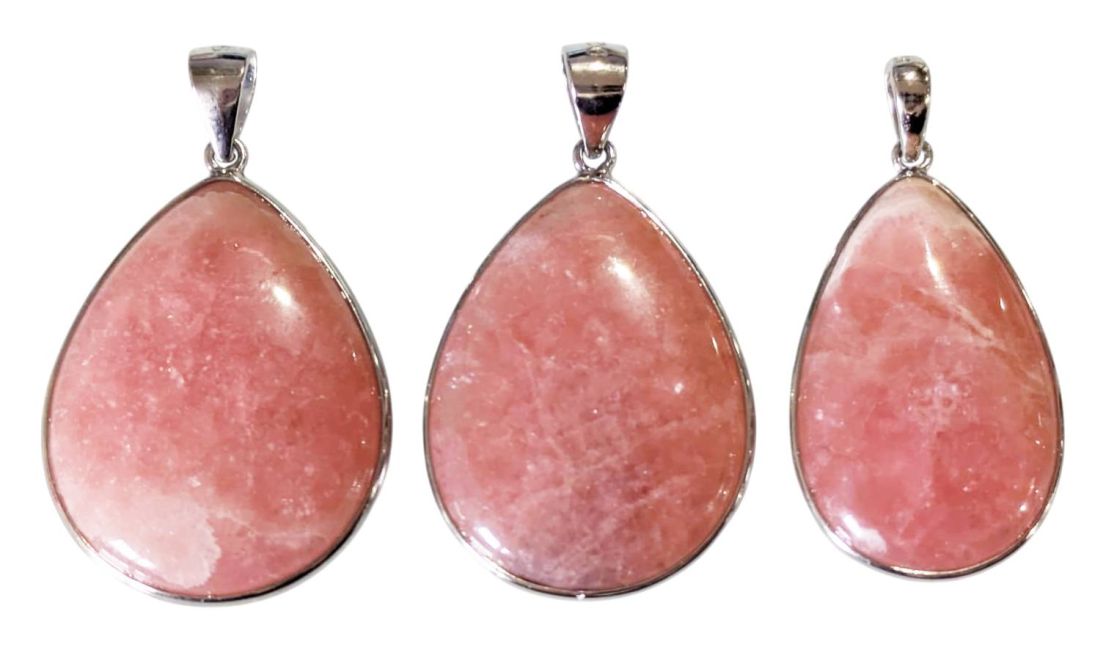 925 Sterling Silver Rhodochrosite Pendant, Argentine AA+, 3 pieces, 13.36g