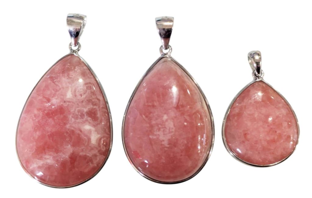 925 Sterling Silver Rhodochrosite Pendant, Argentine AA+, 3 pieces, 14.36g