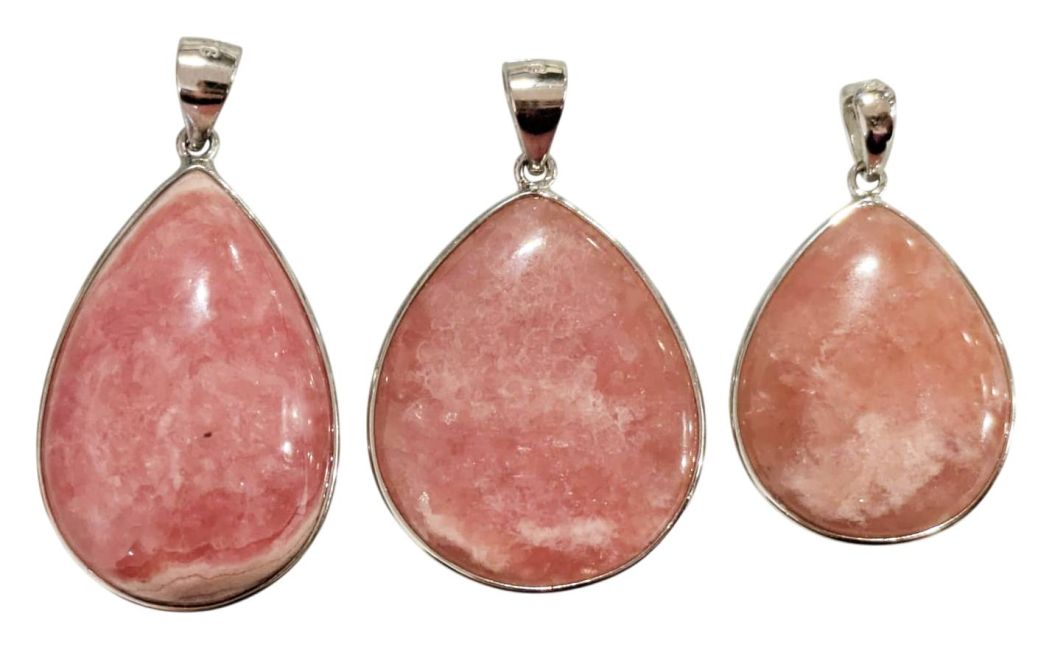 925 Sterling Silver Rhodochrosite Pendant, Argentine AA+, 3 pieces, 13.47g