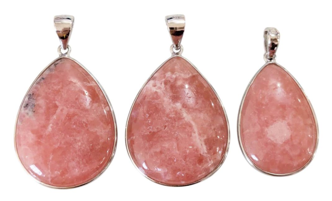 925 Sterling Silver Rhodochrosite Pendant, Argentine AA+, 3 pieces, 13.65g