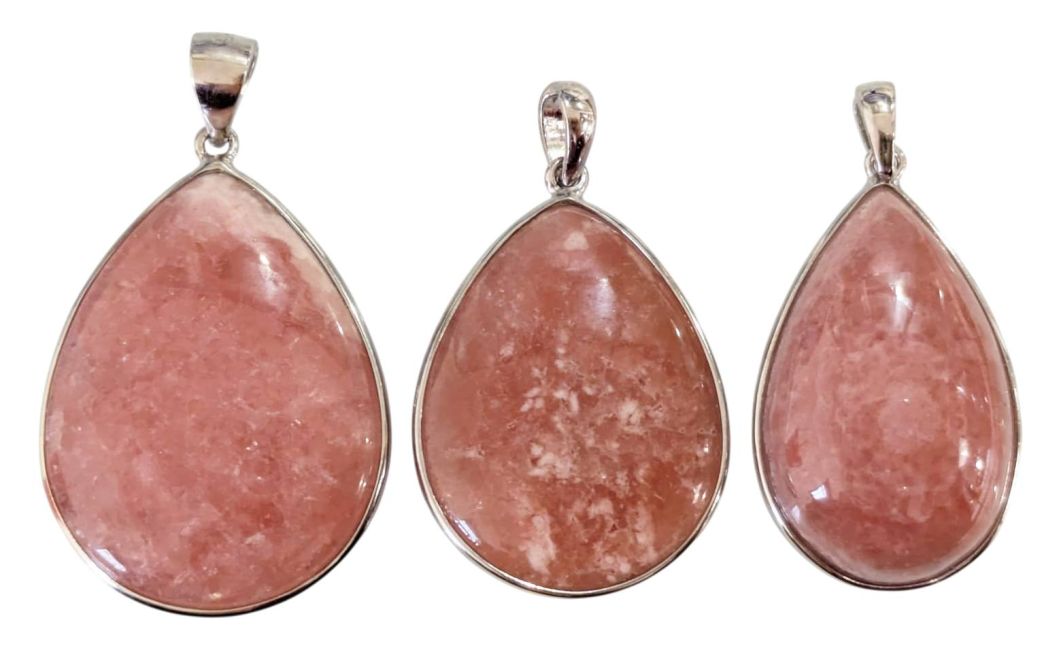 925 Sterling Silver Rhodochrosite Pendant, Argentine AA+, 3 pieces, 13.4g
