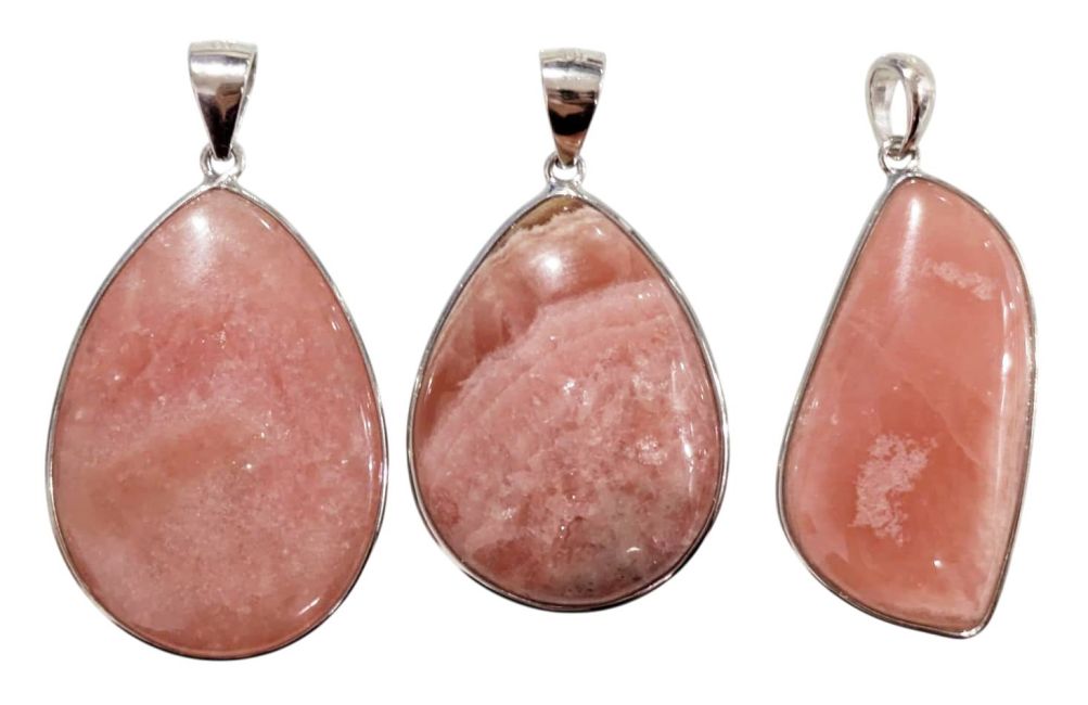 925 Sterling Silver Rhodochrosite Pendant, Argentine AA+, 3 pieces, 13.49g
