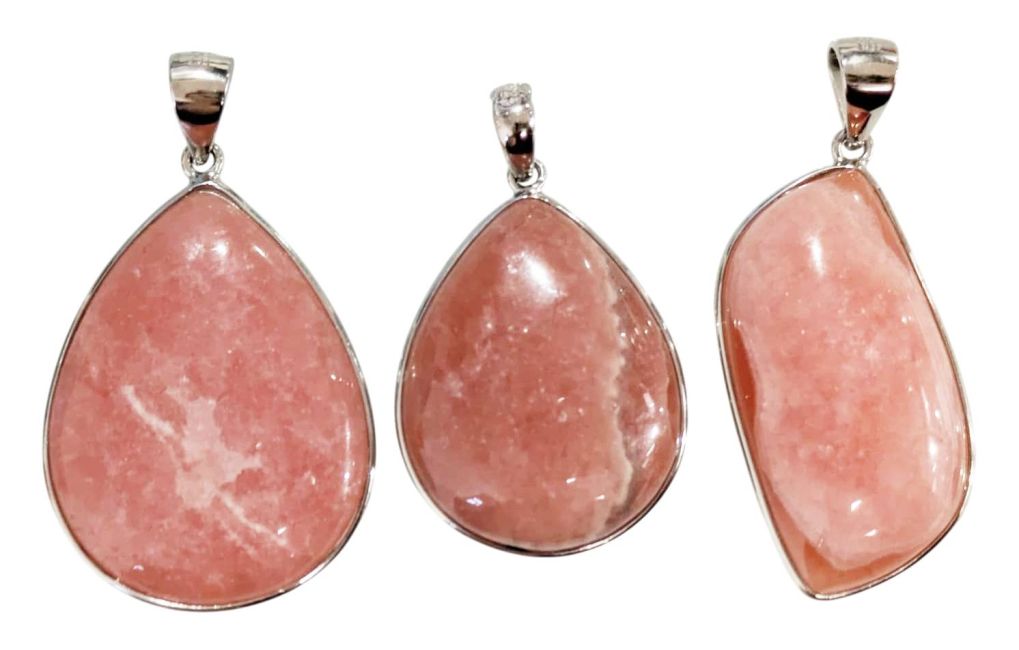 925 Sterling Silver Rhodochrosite Pendant, Argentine AA+, 3 pieces, 14.16g