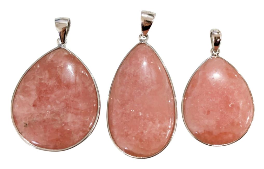 925 Sterling Silver Rhodochrosite Pendant, Argentine AA+, 3 pieces, 14.8g
