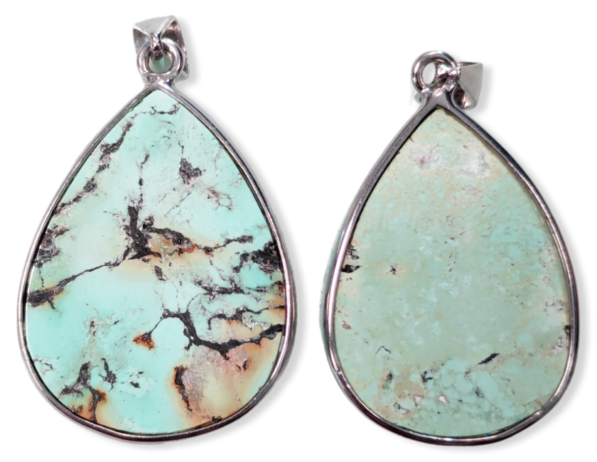 925 Silver Turquoise AA Pendant 2 pieces 7.59g