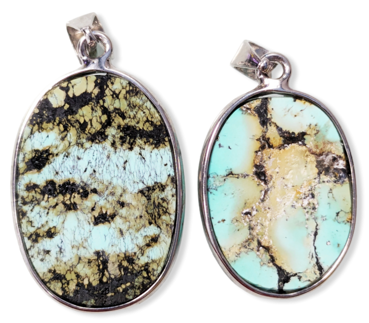 925 Silver Turquoise AA Pendant 2 pieces 6.88g
