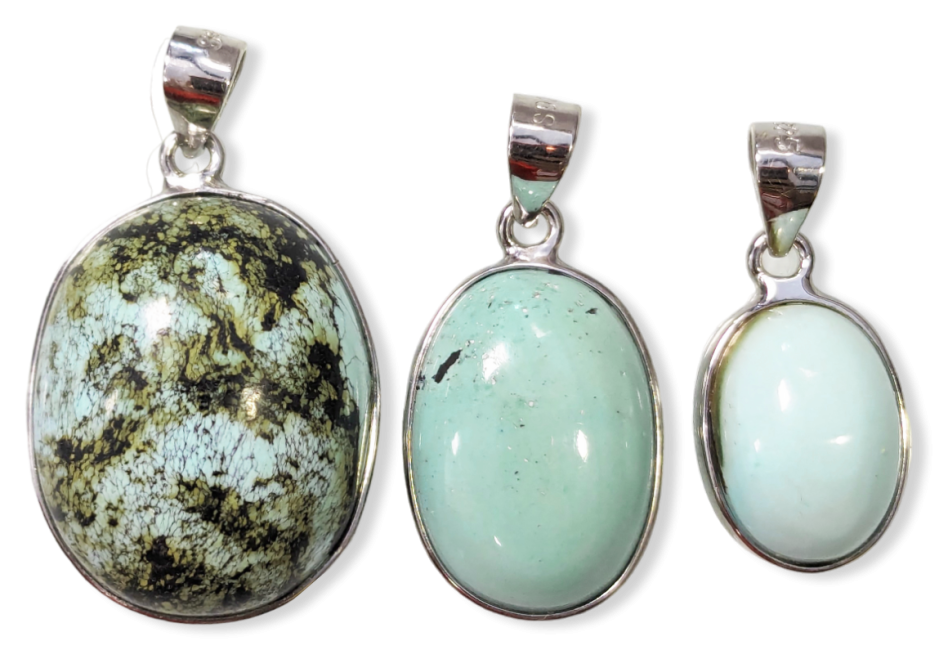 925 Silver Turquoise AA Pendant 3 pieces 7.21g