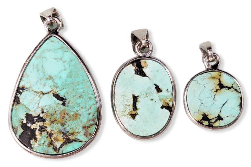 925 Silver Turquoise AA Pendant 3 pieces 6.51g