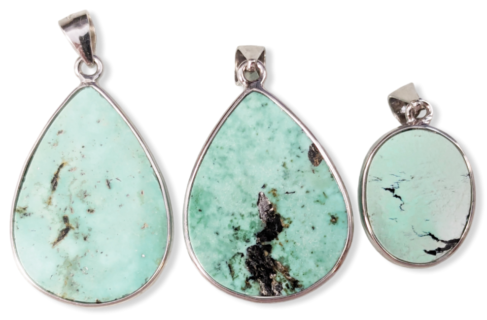925 Silver Turquoise AA Pendant 3 pieces 8.97g