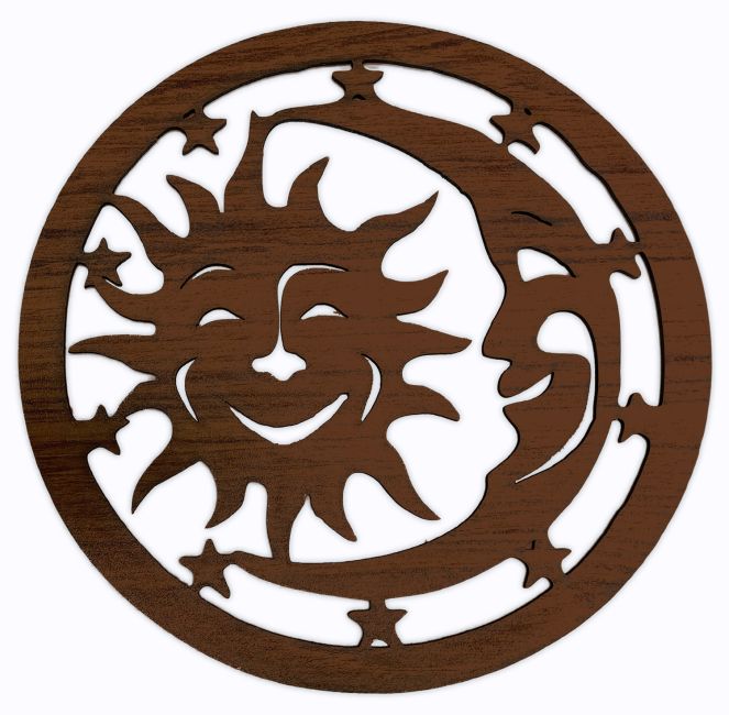 Sun and Moon wooden magnetic panel
