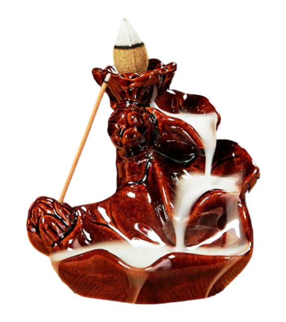 Backflow Incense Holder Red Ceramic Cascade of aromas 8cm