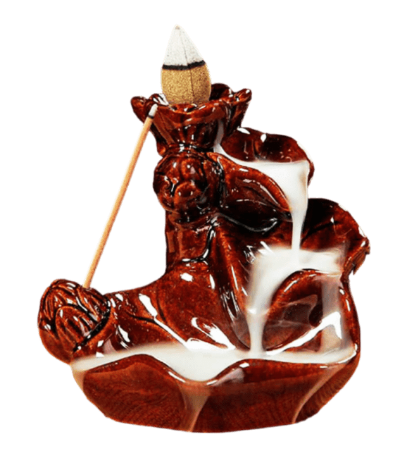 Backflow Incense Holder Red Ceramic Cascade of aromas 8cm