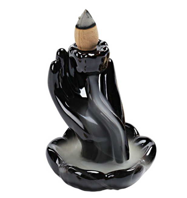 Backflow Incense Holder Ceramic Small Buddha Hand 9.5cm