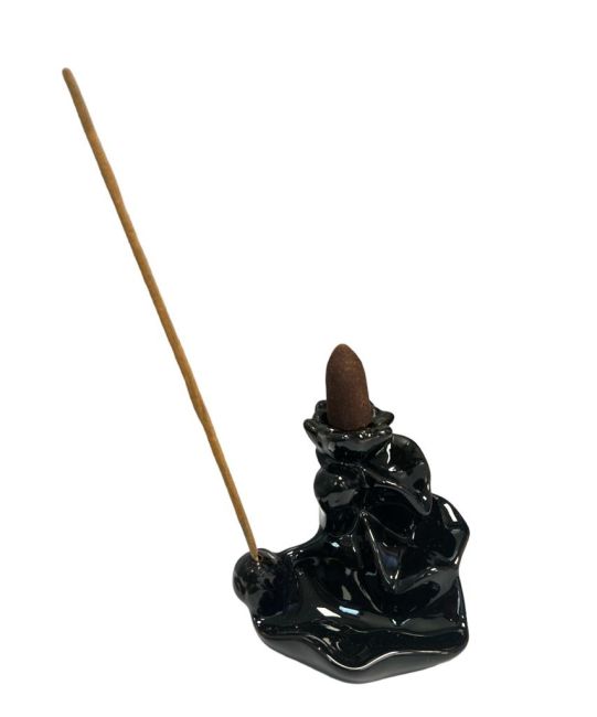 Blackflow Incense Holder Black Ceramic cascade of aromas 8.5cm