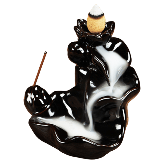 Blackflow Incense Holder Black Ceramic cascade of aromas 8.5cm