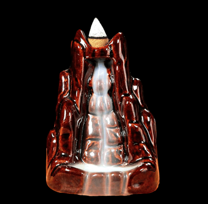 Backflow Ceramic Incense Holder Waterfall Mountain 10cm