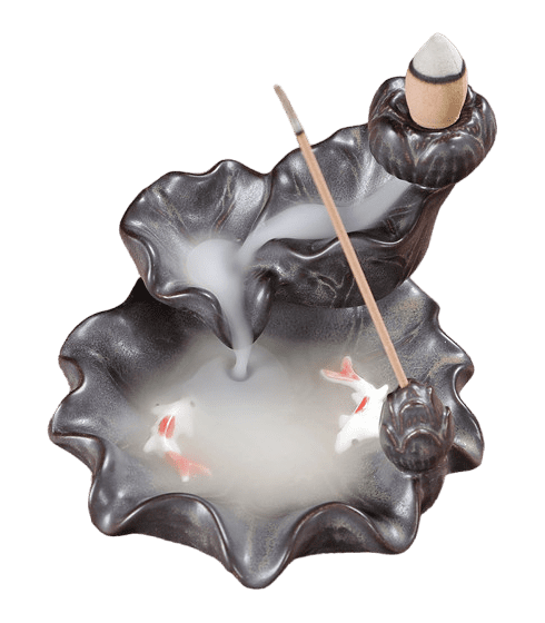 Backflow Incense Holder Ceramic Cascade Koi Fish 8cm