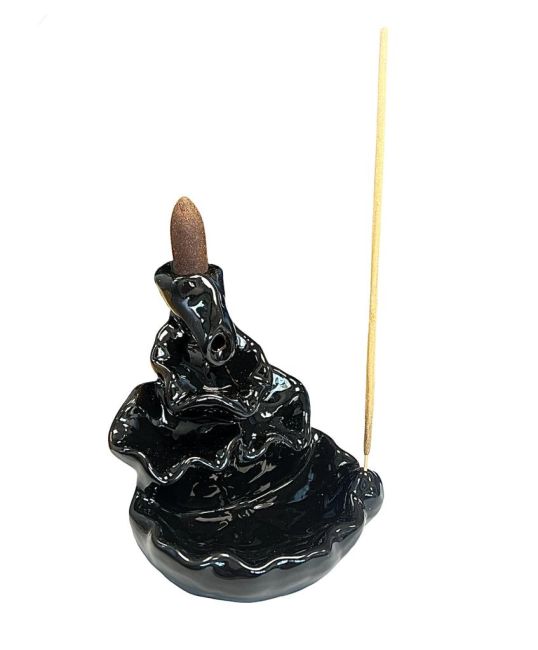 Backflow Ceramic Incense Holder Waterfall Lotus Leaves