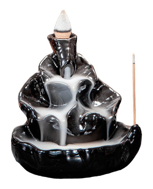 Backflow Ceramic Incense Holder Waterfall Lotus Leaves