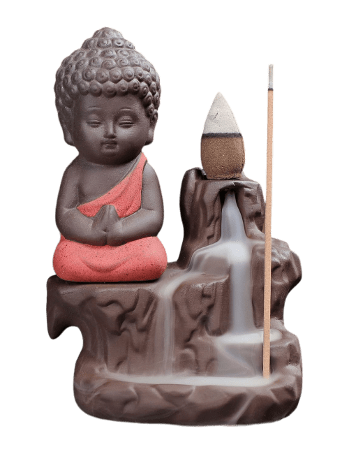 Red Buddha Ceramic Backflow Incense Holder 12cm