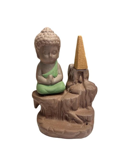 Green Buddha Ceramic Backflow Incense Holder 12cm