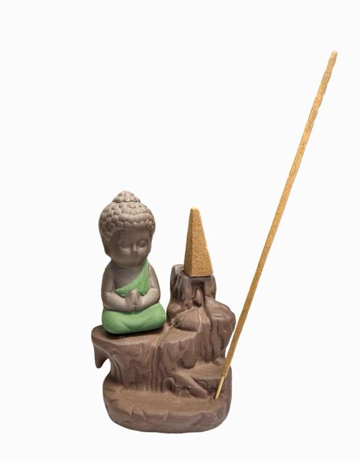 Green Buddha Ceramic Backflow Incense Holder 12cm