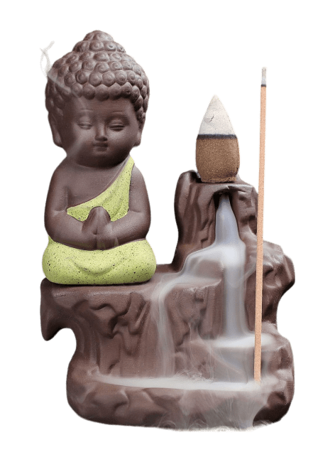 Yellow Buddha Ceramic Backflow Incense Holder 12cm