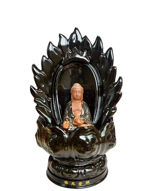 Backflow Incense Holder Ceramic Buddha Lotus Flower 22cm