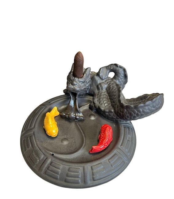 Backflow Dragon/Koi Fish Incense Holder 17cm