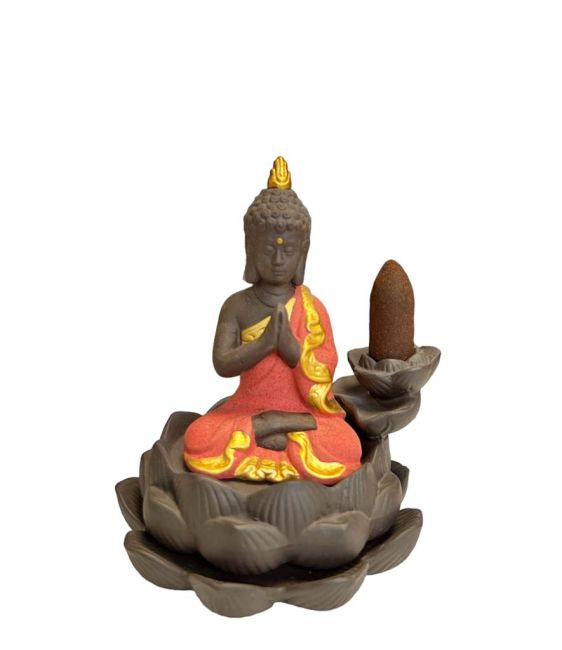 Backflow Incense Holder Pink Buddha - Lotus Flower 11cm