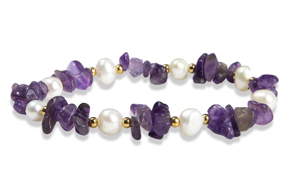 Baroque Amethyst AA Bracelet and 5-8mm Chip Beads